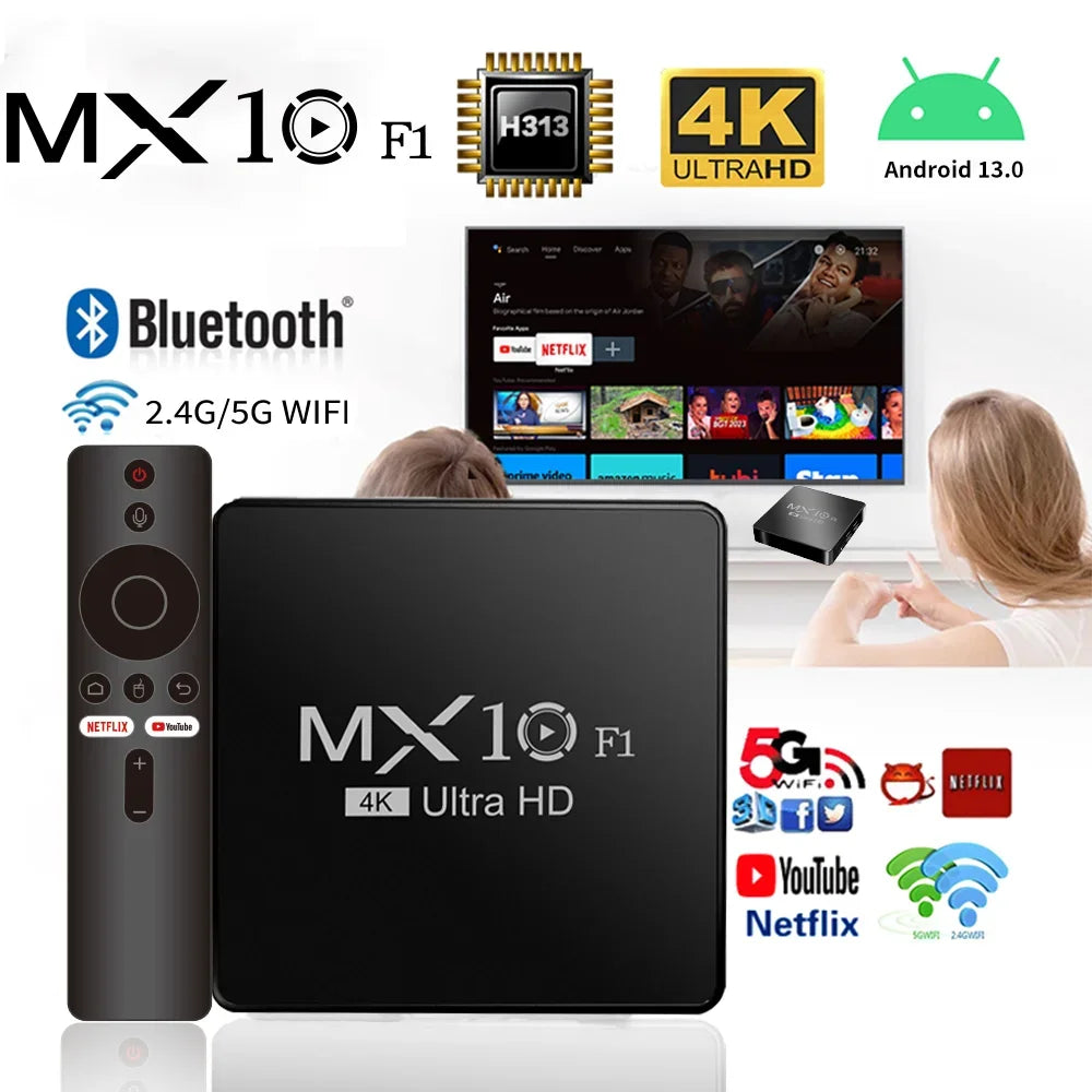 Android Tv Box Decoder 2024 4K Android 13 F1 Digital Wholesale Onn Certificado Smart Android Tv Box
