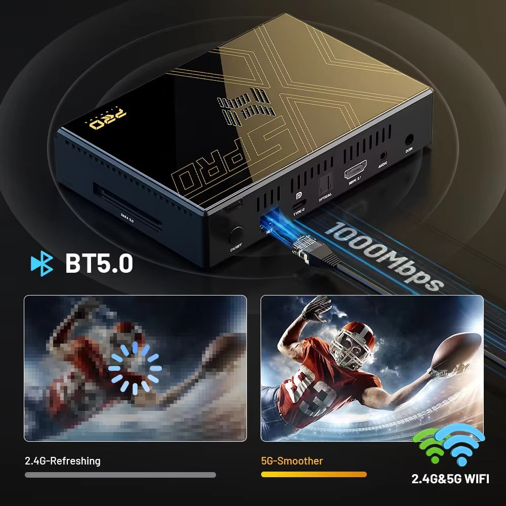 Super Console X5Pro Smart TV Box with Android TV12 8K@60FPS 4K@120PFS 8G+64G 2.4G & 5G Dual Wifi 1000M Ethernet HD Movie Player