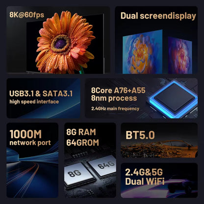 Super Console X5Pro Smart TV Box with Android TV12 8K@60FPS 4K@120PFS 8G+64G 2.4G & 5G Dual Wifi 1000M Ethernet HD Movie Player