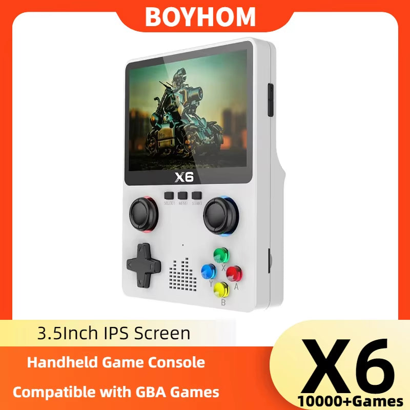 X6 Video Game Consoles 3.5Inch IPS Screen Handheld Game Player Dual Joystick 11Simulators GBA Video Game Console for Kids Gi
