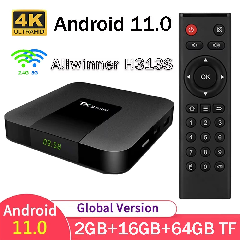 TV Original Tanix TX3 Mini TV Box 2GB 16GB Android 11.0 HD 4K Allwinner H313 S Dual Wifi 4G 5G TX3 Smart TV Box 2G 64G TX TV BOX