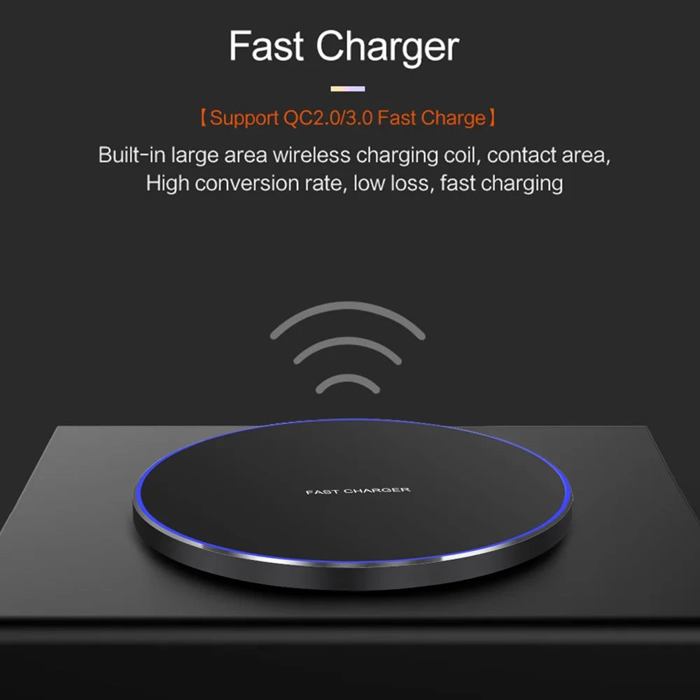 Wireless Charger 15W Fast Charge Aluminum Wireless Charging Pad Compatible with Iphone 16 15 14 13 12 11/XS/XR/8, Samsung Galaxy S25/S24/S23 S22/S21, Note 20/10