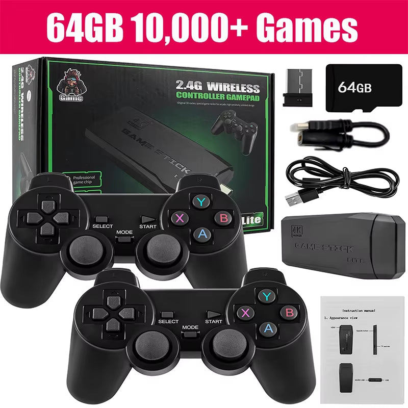 M8 Video Game Console 2.4G Double Wireless Controller Game Stick 4K 10000 Games 64GB 32GB Retro Games for PS1/GBA Boy Gift
