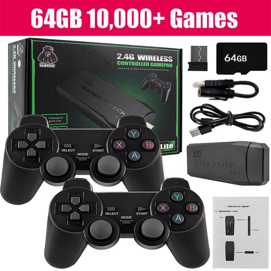 M8 Video Game Console 2.4G Double Wireless Controller Game Stick 4K 10000 Games 64GB 32GB Retro Games for PS1/GBA Boy Gift