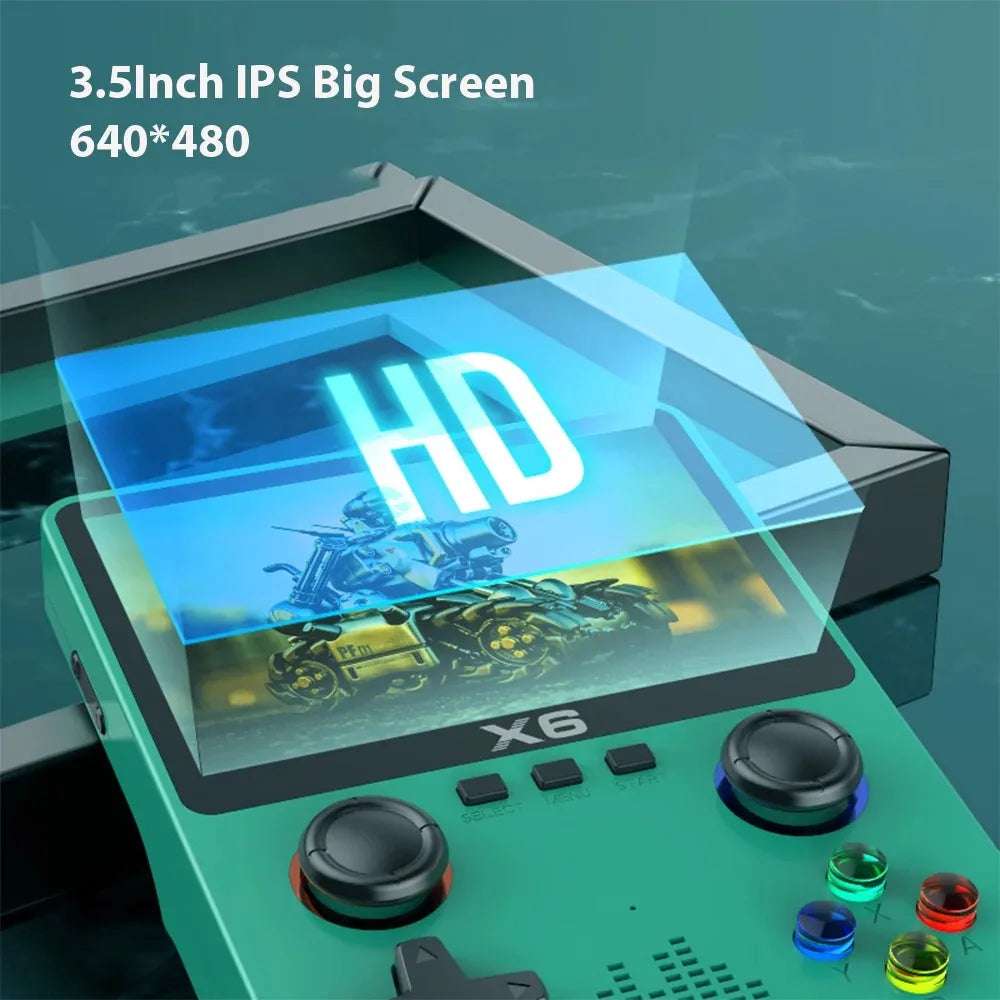 X6 Video Game Consoles 3.5Inch IPS Screen Handheld Game Player Dual Joystick 11Simulators GBA Video Game Console for Kids Gi