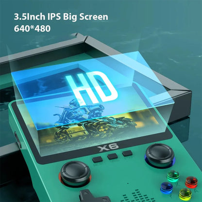 X6 Video Game Consoles 3.5Inch IPS Screen Handheld Game Player Dual Joystick 11Simulators GBA Video Game Console for Kids Gi