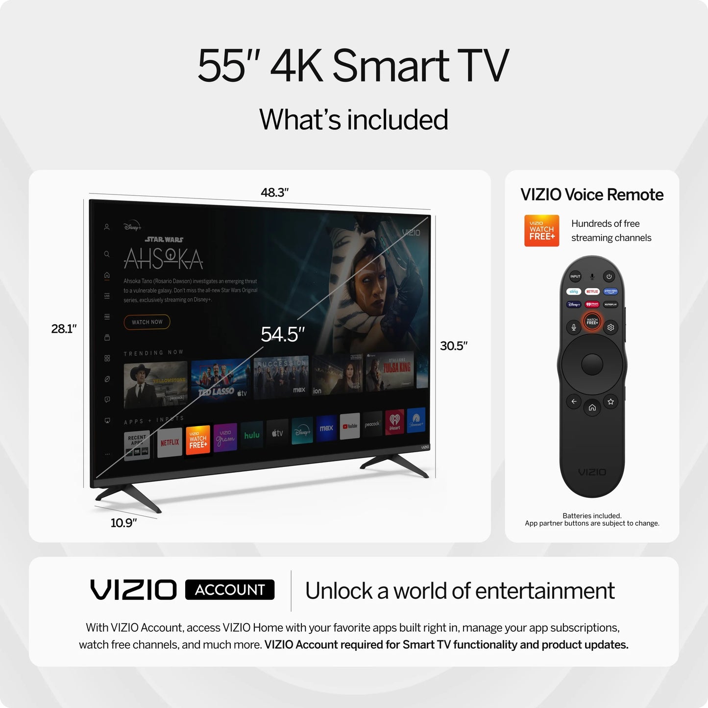 55” Class 4K UHD LED HDR Smart TV (V4K55M-08)